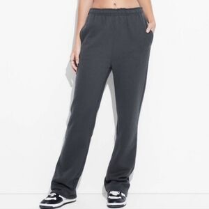 Women's Dark Grey Foldover Fleece Sweatpants Size M